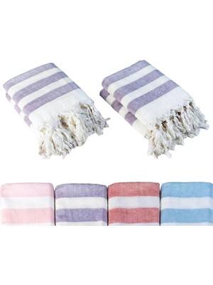 Lila 4'lü - 90 x 180 cm - Ince & Transparan - Kadınlar Için Ipeksi Yumuşak Peştamal - Bambu & Pamuk Karışımı - Dokuma Şeritleri Solmaz ve Uzun Ömürlü - Dekoratif Hediyelik Peştamal