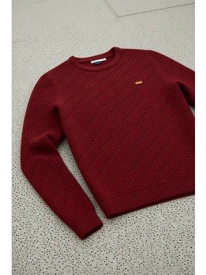 U.S. Polo Assn. Erkek Slim Fit Bisiklet Yaka Bordo Kazak 50297050-VR014