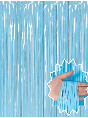 Sepetopia Soft Mavi Püsküllü Kapı Perdesi - Parti, Baby Shower, Sünnet Süsü, Cinsiyet Partisi 1x2 M