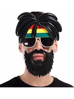 Sepetopia Rasta Peruklu Rasta Sakallı Bob Marley Bıyıklı Parti Gözlüğü 27X18 cm