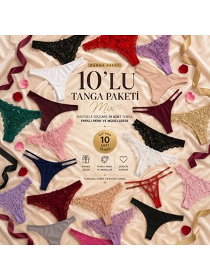 Yohannes Club Kadın, Karışık Tanga Seti, Mix Colors, Dantel Tanga Seti