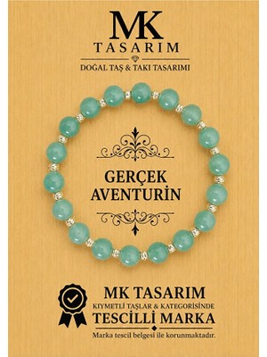 Mk Tasarım Gerçek Aventurin Bileklik MK.7000.849- Rahatlık-Dinginlik-Enerji- Stres Bilekliği