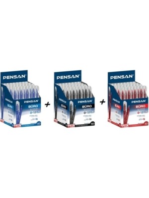 Pensan 2270 Büro Tükenmez Kalem Siyah 50 Adet +Mavi 50 Adet + Kırmızı 50 Adet - 150'LI