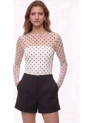 Shopping Shop Puantiyeli Tül Bluz Ekru
