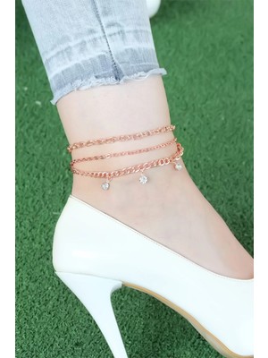 Fırsatkolik Mey Ithalat® Zirkon Taşlı Rose Renk Zincirli Hal Hal
