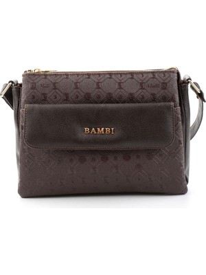 Bambi Kahve Baskı Detaylı  Kadın Postacı Çanta C06650265710