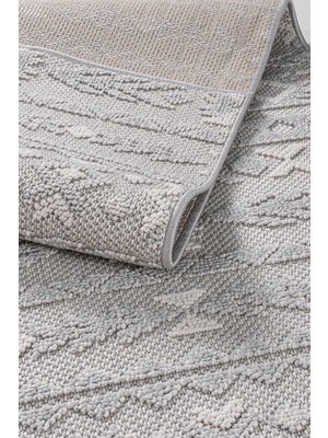 Evoris Bonnie BO1259G Gri Halı Loop Sisal Iskandinav Desen Pamuk Taban Tozuyok Salon Mutfak Koridor Halısı