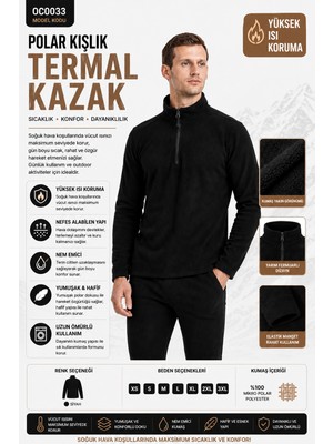 Oil Company Siyah Termal Polar Kazak Unisex