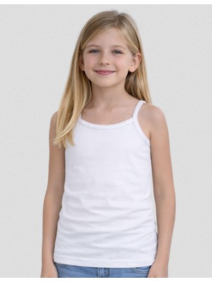 Organickid Basic Beyaz Kız Çocuk Askılı Atlet Seti 3'lü