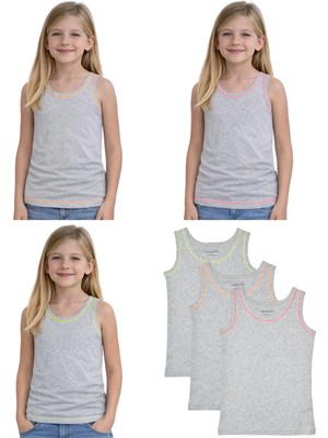 Organickid Neon Kız Çocuk Gri Atlet Seti 3'lü