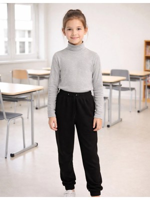 Organickid Basic Balıkçı Yaka Çocuk Uzun Kollu Gri T-Shirt