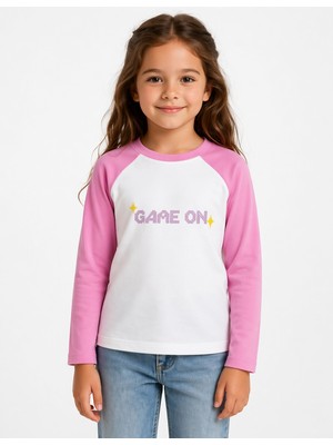 Organickid Gamer Kız Çocuk Reglan Uzun Kollu Pembe T-Shirt