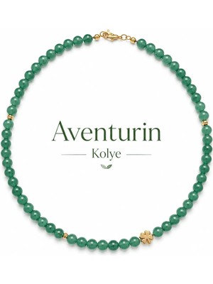 Cunda Doğal Taş Design Aventurin Doğal Taş Kolye 6 Mm. Şans Taşı