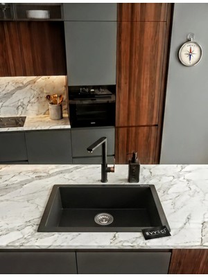 Real Stone K012 Gordion 60 Siyah Granit Mutfak Eviyesi