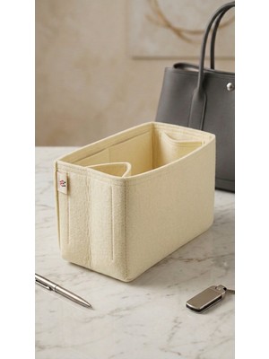 Marjinal W Club Tek Suluklu Çanta İçi Organizer Krem 28x15x12