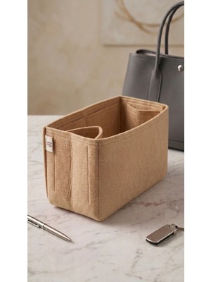 Marjinal W Club Tek Suluklu Çanta İçi Organizer Bej 28x15x12