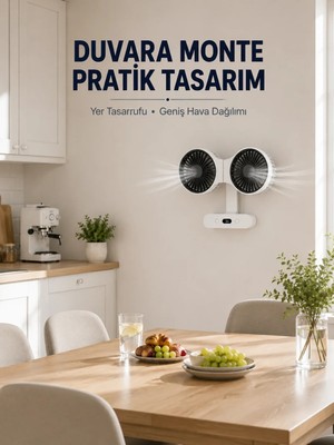 Akıllı Bayi Dijital Göstergeli Çift Fan Başlıklı Masa Vantilatörü