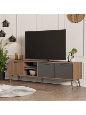 Mezza 1581 Exxen 180 Cm (AHŞAP AYAKLI) Tv Ünitesi Ürgüp - Antrasit