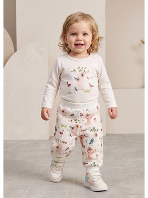 OZMOZ Organik Kuş Desenli Baharlık Kız Bebek Spor Pantolon