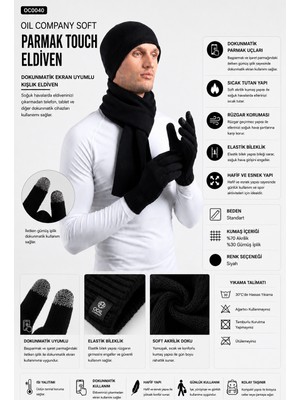 Oil Company Soft Parmak Touch Siyah Eldiven Dokunmatik Parmak Unisex