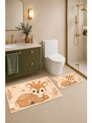 Dijital Baskılı Yıkanabilir Banyo Paspası Takımı
