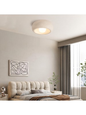 Ferisa Home Beton Görünümlü Dokulu Plafonyer Avize E27 Duylu Tavana Sıfır Modern Tavan Lambası