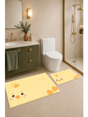 Dijital Baskılı Yıkanabilir Banyo Paspası Takımı