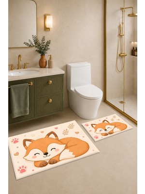 Dijital Baskılı Yıkanabilir Banyo Paspası Takımı