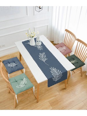 Rem Home Remhome Kahve Içen Kız & Fotoğraf Çeken Kız Tasarımlı 4 Pofidik Sandalye Minderi ve 1 Runner Seti