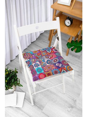 Rem Home Remhome Etnik Desenli Dijital Baskılı Modern Pofidik Sandalye Minderi