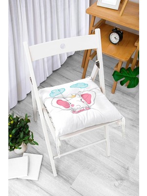 Rem Home Remhome Beyaz Sevimli Fil Tasarımlı Sandalye Minderi