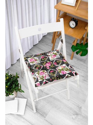 Rem Home Remhome Kanaviçe Kare Desenli Modern Pofidik Sandalye Minderi