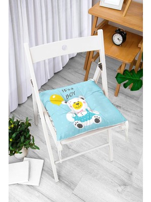 Rem Home Remhome Gri Zeminde Zürafa Desenli Özel Tasarım Bebek Odası Pofidik Sandalye Minderi