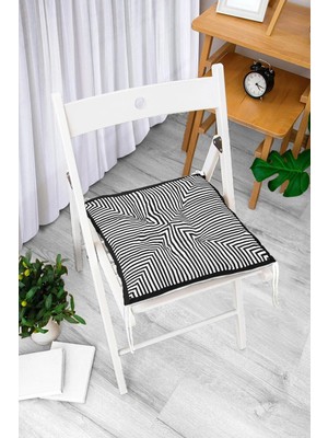 Rem Home Remhome Siyah Beyaz Dijital Baskılı Modern Sandalye Minderi