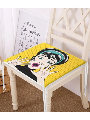 Rem Home Remhome Pop Art Resimli Dijital Baskılı Fermuarlı Sandalye Minderi