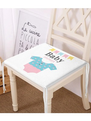 Rem Home Remhome Beyaz Zemin Bebek Kıyafeti Baby Shower Tasarımlı Çocuk Odası Fermuarlı Sandalye Minderi