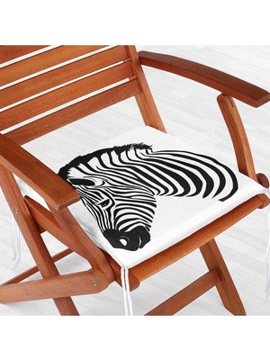 Rem Home Remhome Zebra Figürlü Dijital Baskılı Modern Fermuarlı Sandalye Minderi