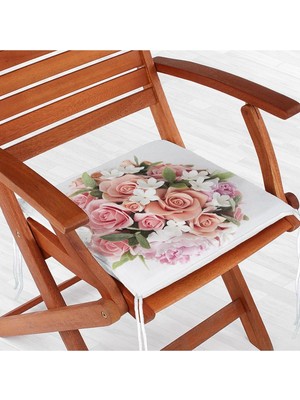 Rem Home Remhome Çiçek Desenli Dijital Baskılı Fermuarlı Sandalye Minderi
