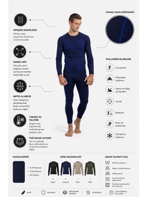 Oil Company Lacivert Unisex Termal Içlik Üst Seamless Iıı. Seviye Pro