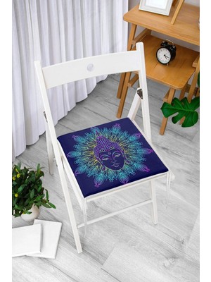 Rem Home Remhome Mandala Içinde Buddha Çizimli Dekoratif Fermuarlı Sandalye Minderi