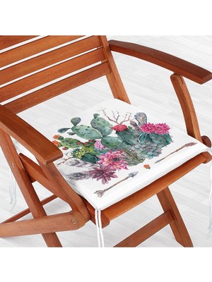 Rem Home Remhome Ok Motifli Çöl Bitkisi Desenli Fermuarlı Sandalye Minderi