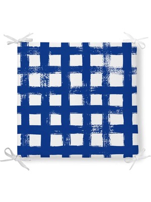 Rem Home Remhome Vizon Zeminde Geometrik Kare Motifli Dekoratif Fermuarlı Sandalye Minderi
