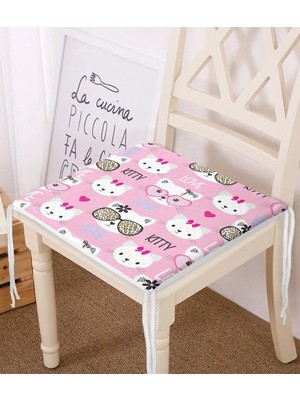 Rem Home Remhome Hello Kitty Motifli Dijital Baskılı Modern Fermuarlı Sandalye Minderi
