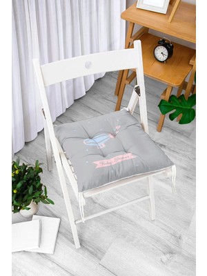 Rem Home Remhome Beyaz Zeminde Uçan Balon Motifli Özel Tasarım Bebek Odası Sandalye Minderi