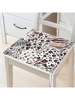 Rem Home Remhome Leopar Baskılı Ikat Desenli Modern Fermuarlı Sandalye Minderi