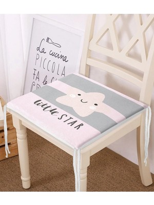 Rem Home Remhome Little Star Yazılı Yıldız Desenli Özel Tasarımlı Çocuk Odası Fermuarlı Sandalye Minderi
