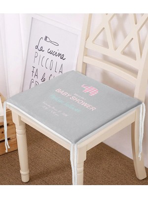 Rem Home Remhome Gri Zemin Filli Baby Shower Temalı Dijital Baskılı Çocuk Odası Fermuarlı Sandalye Minderi