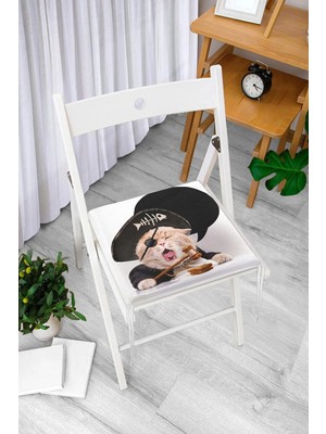 Rem Home Remhome Korsan Giysili Sarı Kedi Dekoratif Fermuarlı Sandalye Minderi