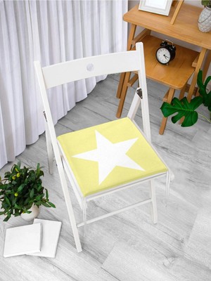 Rem Home Remhome Modern Yıldız Desenli Dijital Baskılı Fermuarlı Sandalye Minderi