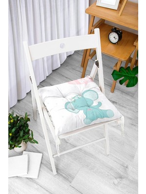Rem Home Remhome Gri Zeminli Kuzucuk Desenli Dijital Baskılı Bebek Odası Pofidik Sandalye Minderi